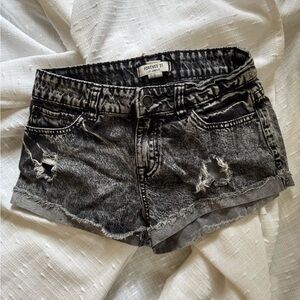 Forever 21 Black Jean Shorts with Distressed Details